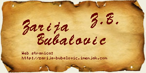 Zarija Bubalović vizit kartica